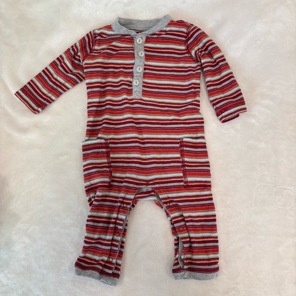 Tea Collection striped long sleeve outfit 3-6 months baby boy red blue